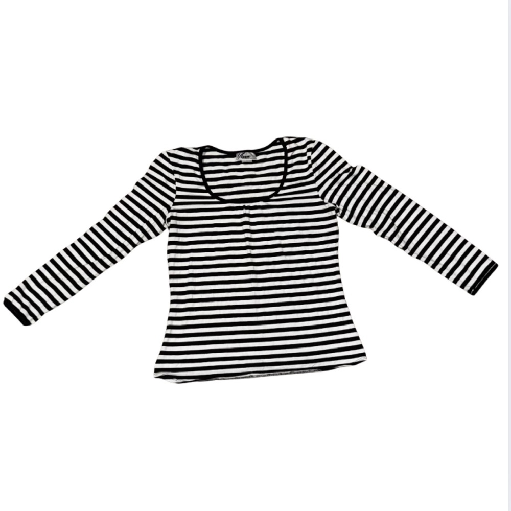 Vixen by Micheline Pitt Black and White Striped Top